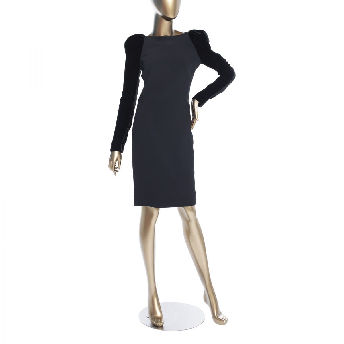 Tom Ford Black Velvet Long Sleeve Midi Dress