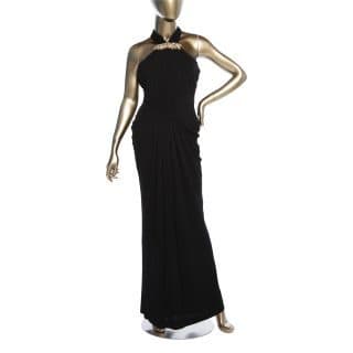 Alexander Mcqueen Black Embellished Halter Evening Dress