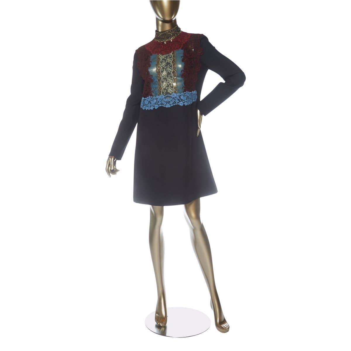 Valentino Lace-accented Wool Dress