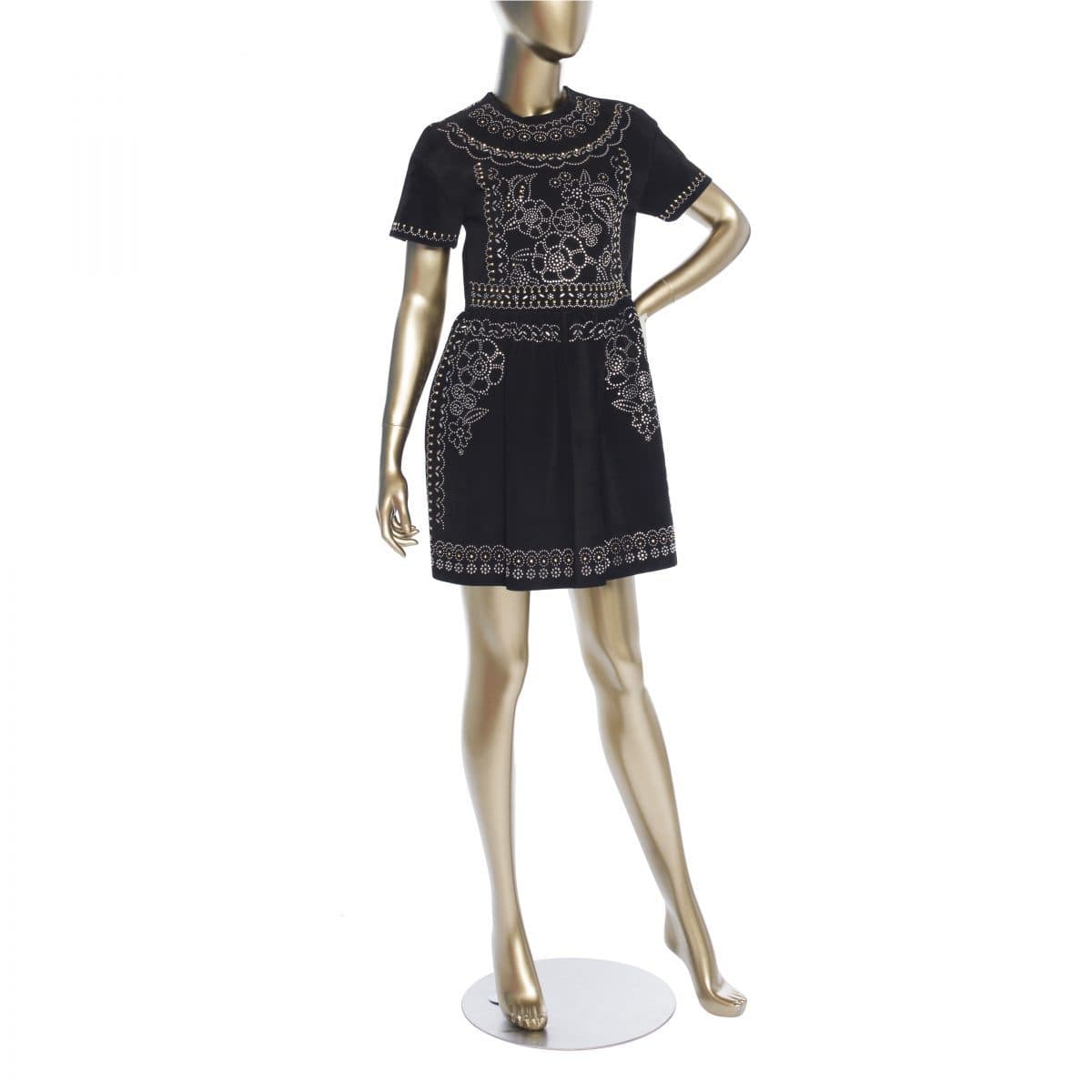 Valentino Studded Suede Black Dress