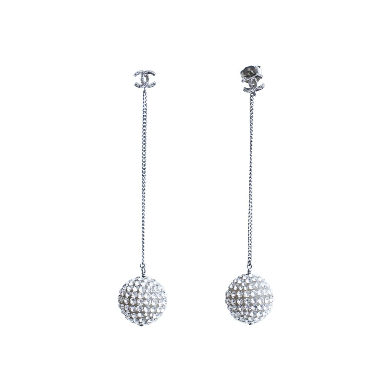 Chanel Crystal Metal Strass Earrings