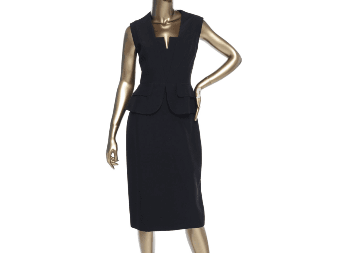 Alexander Mcqueen Black Peplum Midi Dress