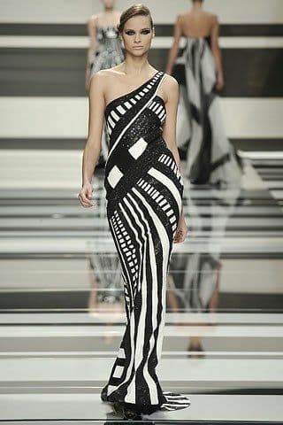 Elie Saab Architectural Sequin One-shoulder Dress