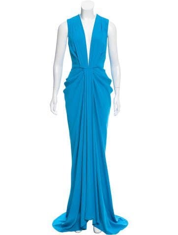 Thakoon Draped Blue Sleeveless Gown