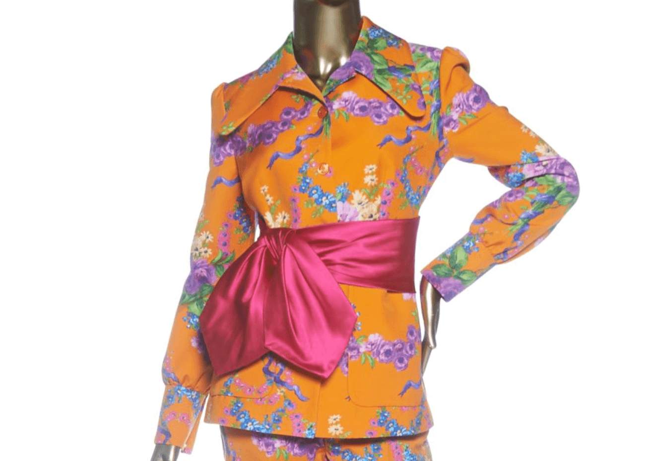 Gucci Floral Pant Suit With Satin Belt