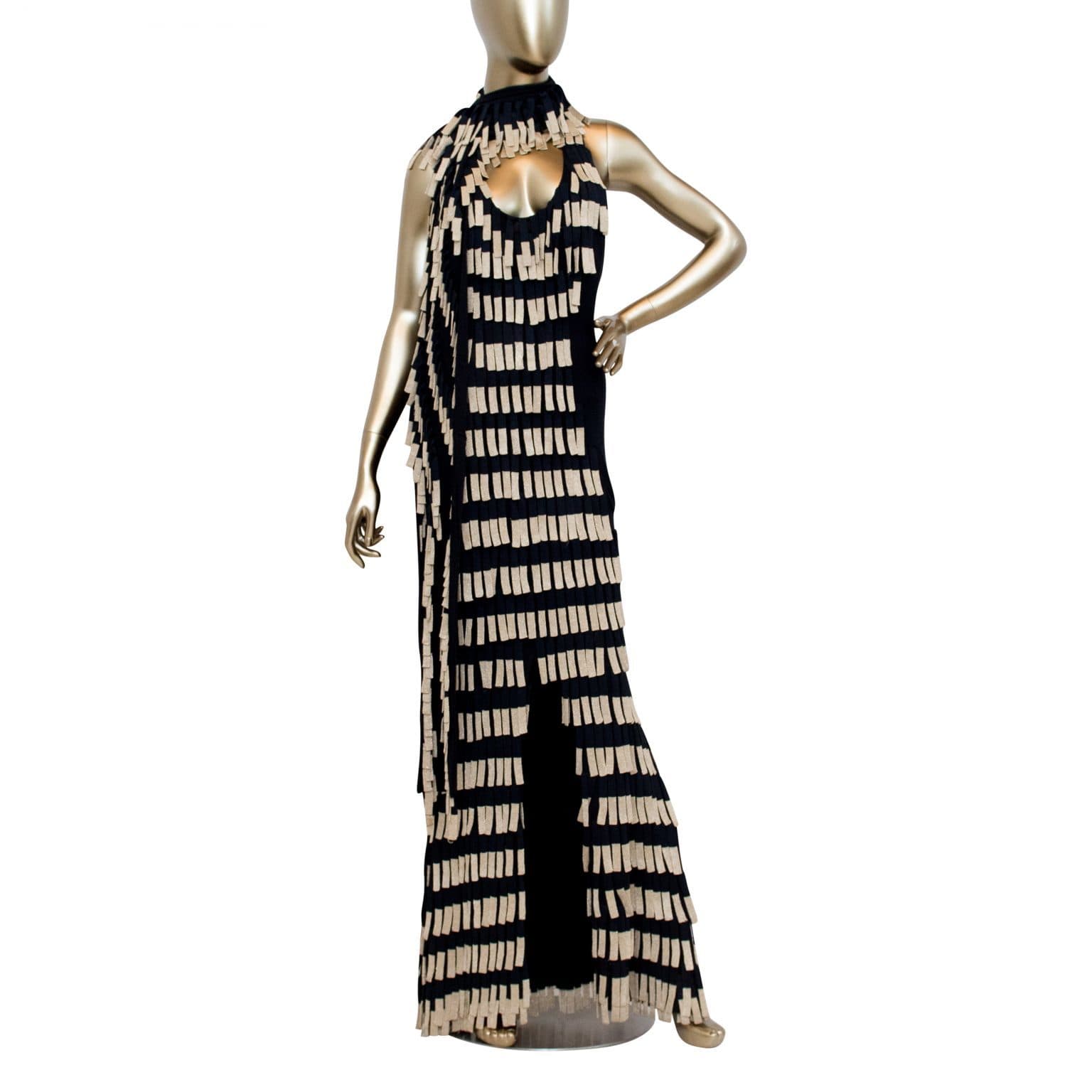 Temperley Black And Gold Sleeveless Knit Dress