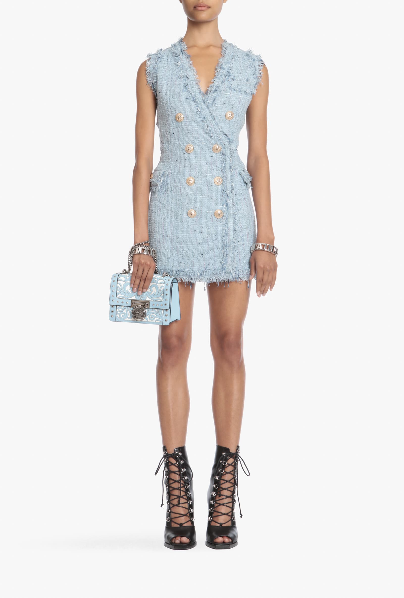 Balmain Blue Tweed Dress