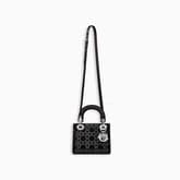 Christian Dior Mini Lady Dior Bag In Black "cannage" Satin With Rhinestones — image 2