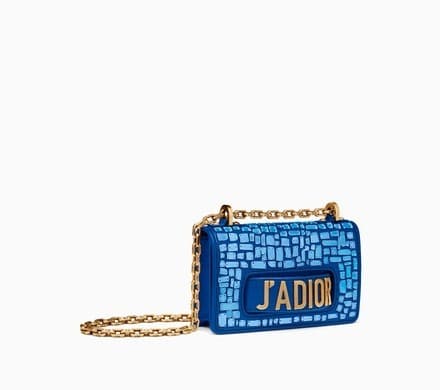Christian Dior Mini J'adior Flap Bag In Blue Smooth Calfskin Embroidered With A Mosaic Of Mirrors