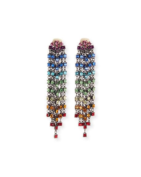 Oscar De La Renta Swarovski Crystal Cascade Waterfall Clip-on Earrings