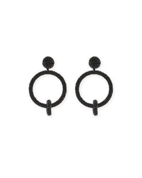 Oscar De La Renta Beaded Double-hoop Clip-on Earrings