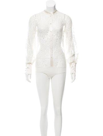 I.d. Sarrieri Lace Button-up Bodysuit