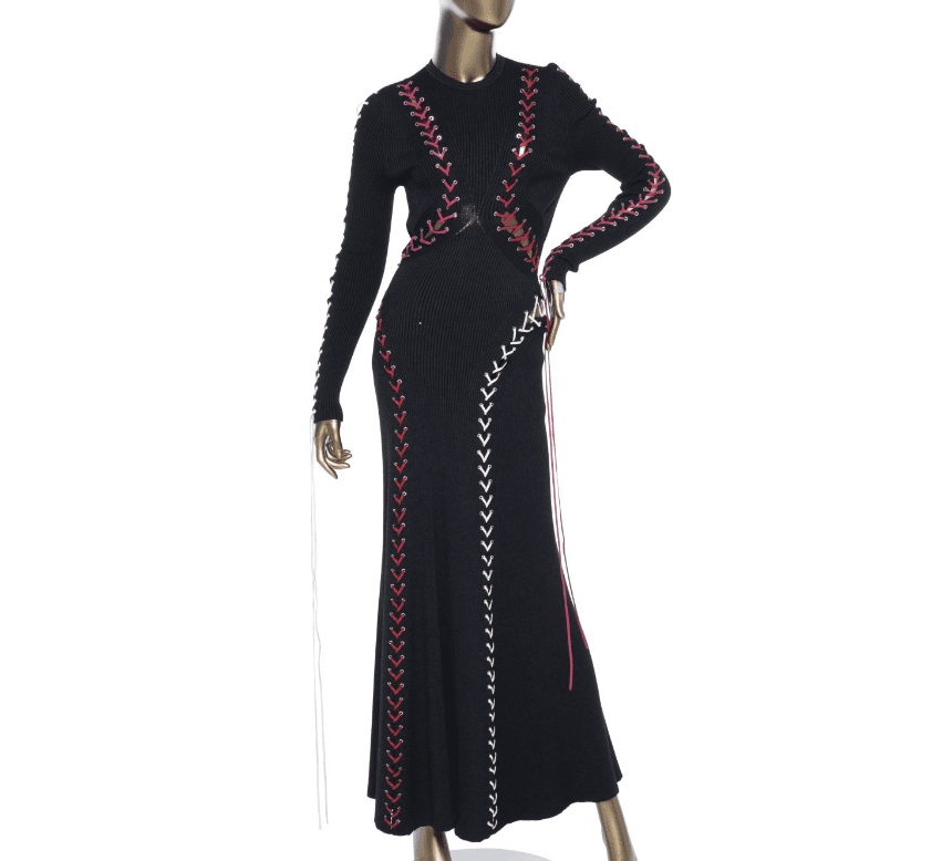 Alexander Mcqueen Black Stitched Knit Maxi Dress