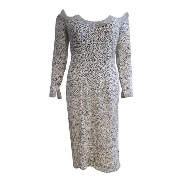 Yearick White Sequined Knee Length Dress