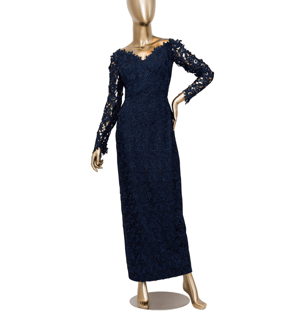 Helen Morley Navy Lace Gown
