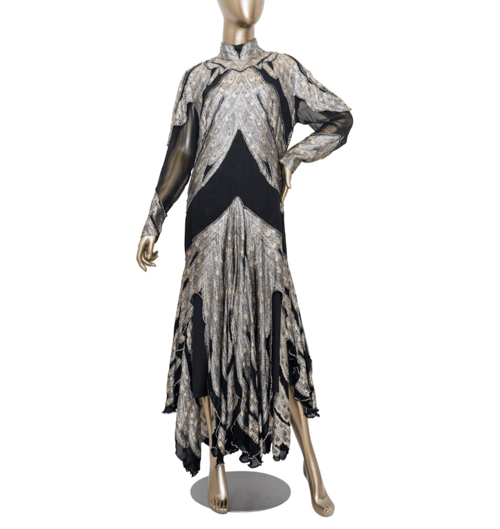 Vintage 1980's Saks Fifth Ave Black Gold Dress