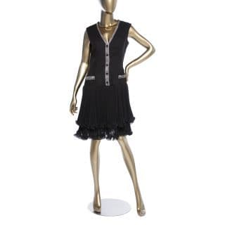 Vintage 1960's Ruffled Black Dress
