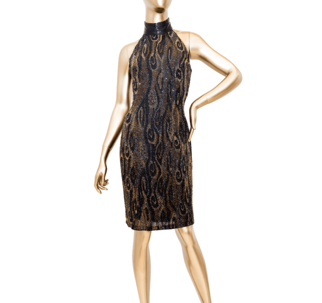 1980's Halter Beaded Mini Dress