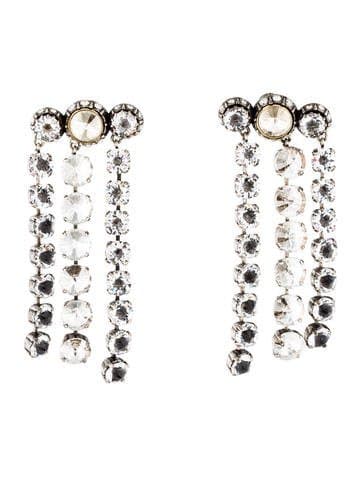 Lanvin Crystal Three Row Statement Clip-on Earrings