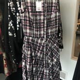 Oscar De La Renta Multicolor Tweed Belted Asymmetric Hem Dress — image 1