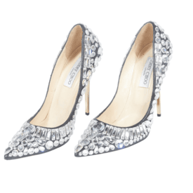 Jimmy Choo Black Leather Rhinestone Embellished "tia" Pumps 39.5 — image 2