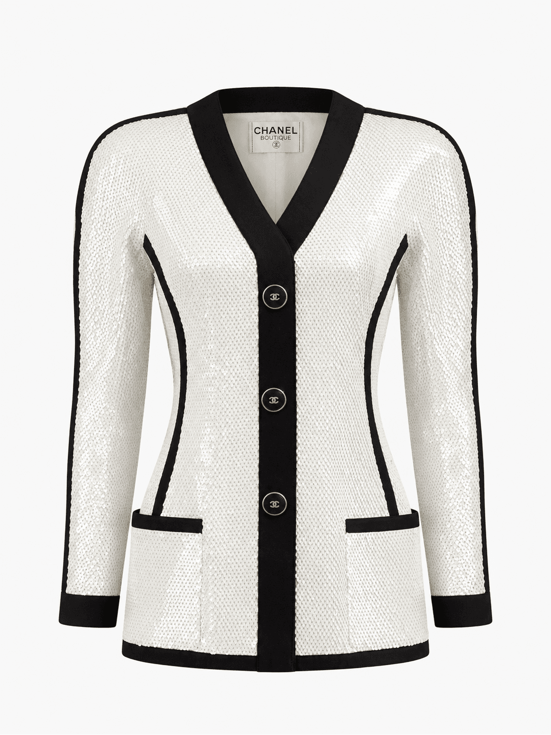 Vintage Chanel Sequin Embellished Jacket With Contrast Trimming