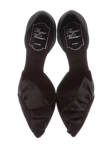 Roger Vivier Black Ruffled D'orsay Pumps 38