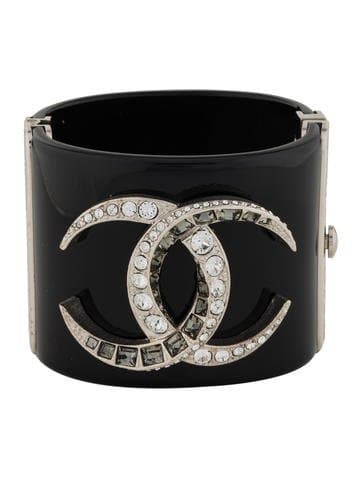 Chanel Cc Crystal & Resin Cuff Bracelet