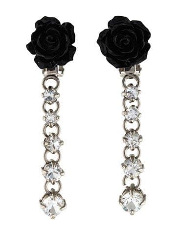 Prada Crystal Flower Drop Earrings