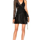David Koma One Sleeve Macrame Ruched Asymmetric Hem Dress In Black — image 1