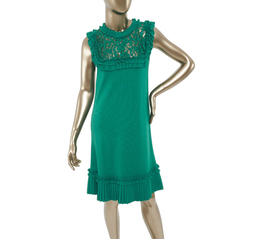 Andrew Gn 2017 Green Silk Lace-paneled Dress