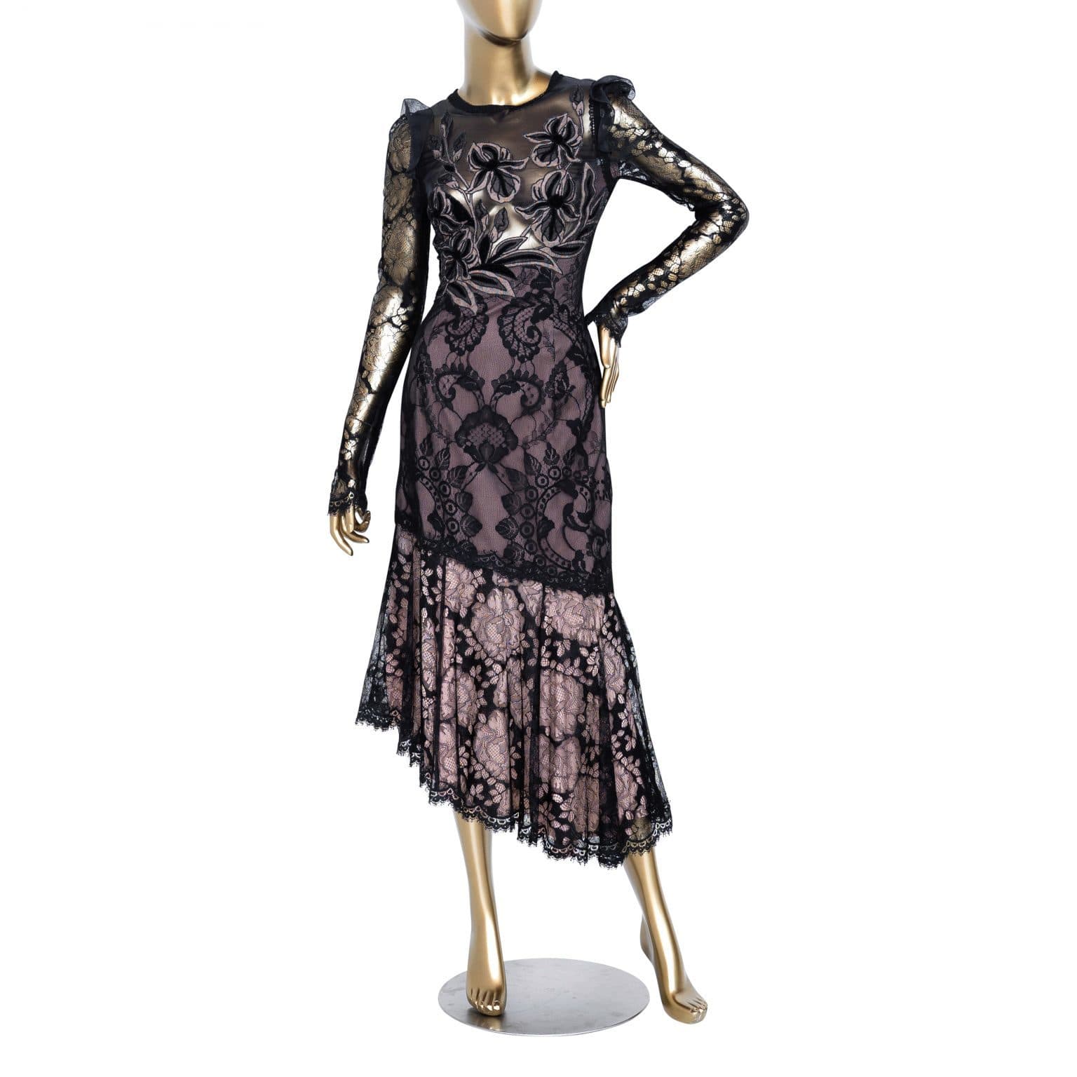 Andrew Gn Lace Embroidered Evening Dress
