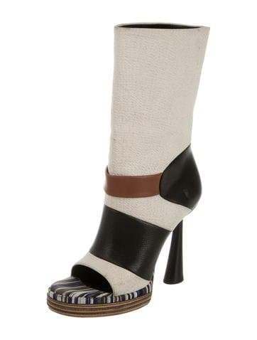 Balenciaga Leather Peep-toe Ankle Boots 8