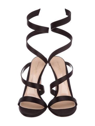 Gianvito Rossi Black Opera Satin Sandals