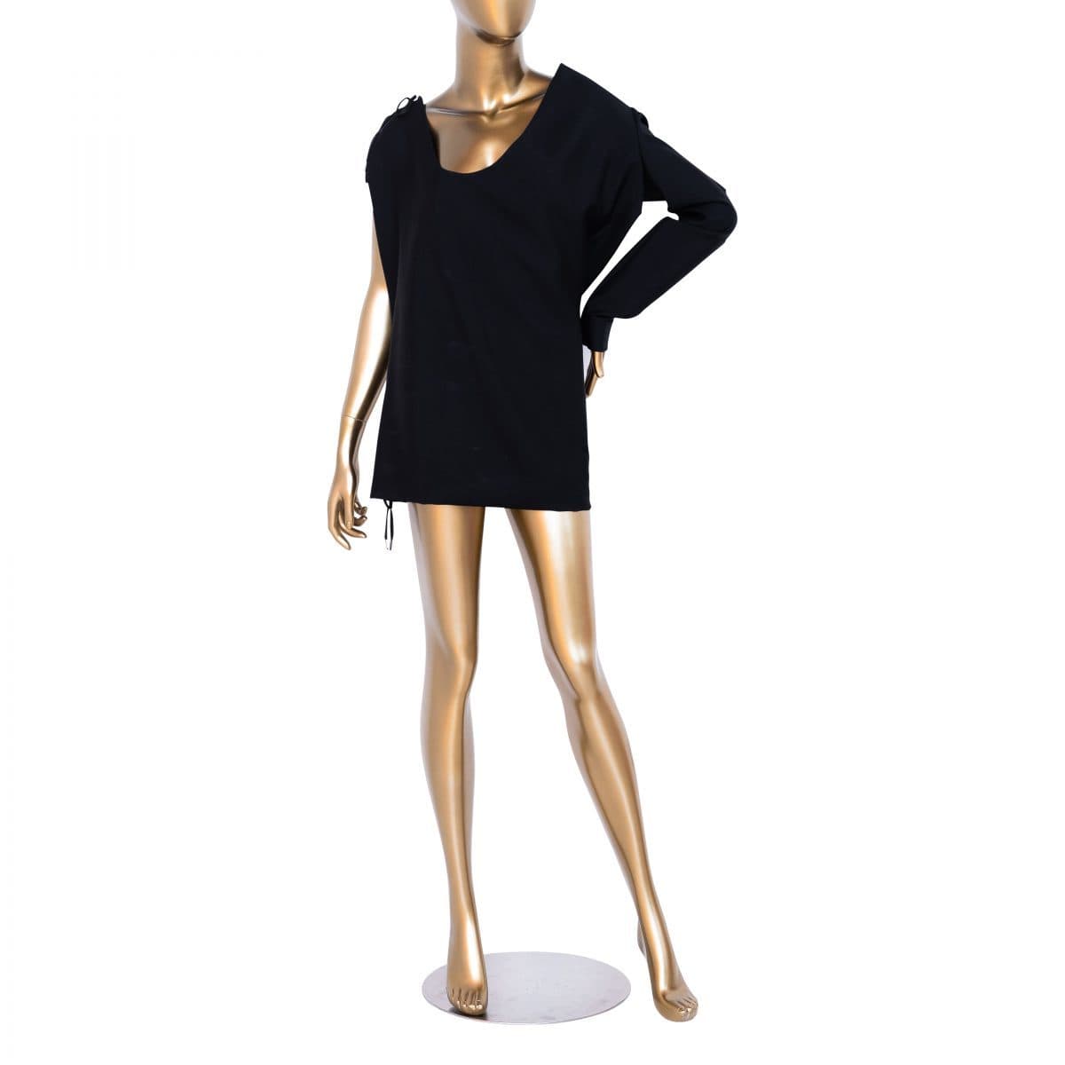 Anthony Vaccarello Black One Sleeve Lace Up Dress 38