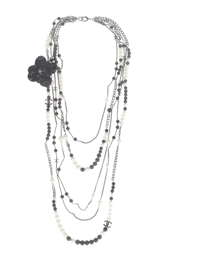 Chanel Multistrand Necklace With Camellia Flower