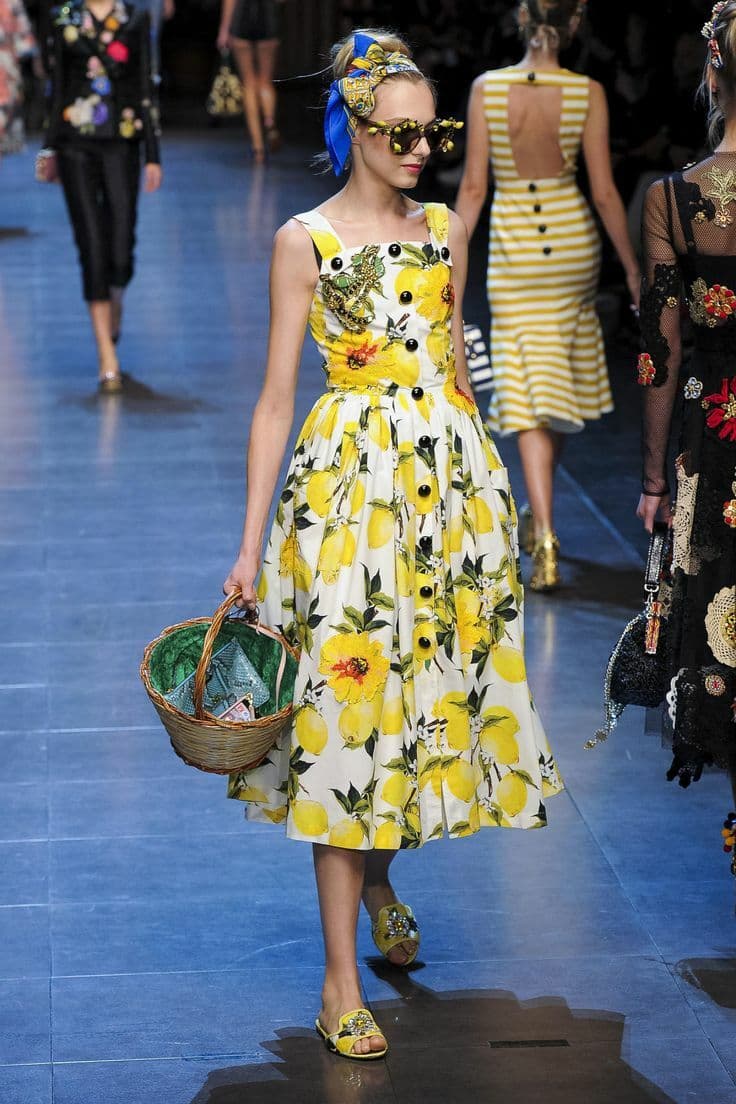 Dolce & Gabanna Spring 2016 Midi Lemon Dress