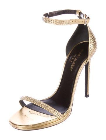 Saint Laurent Embellished Metallic Sandals