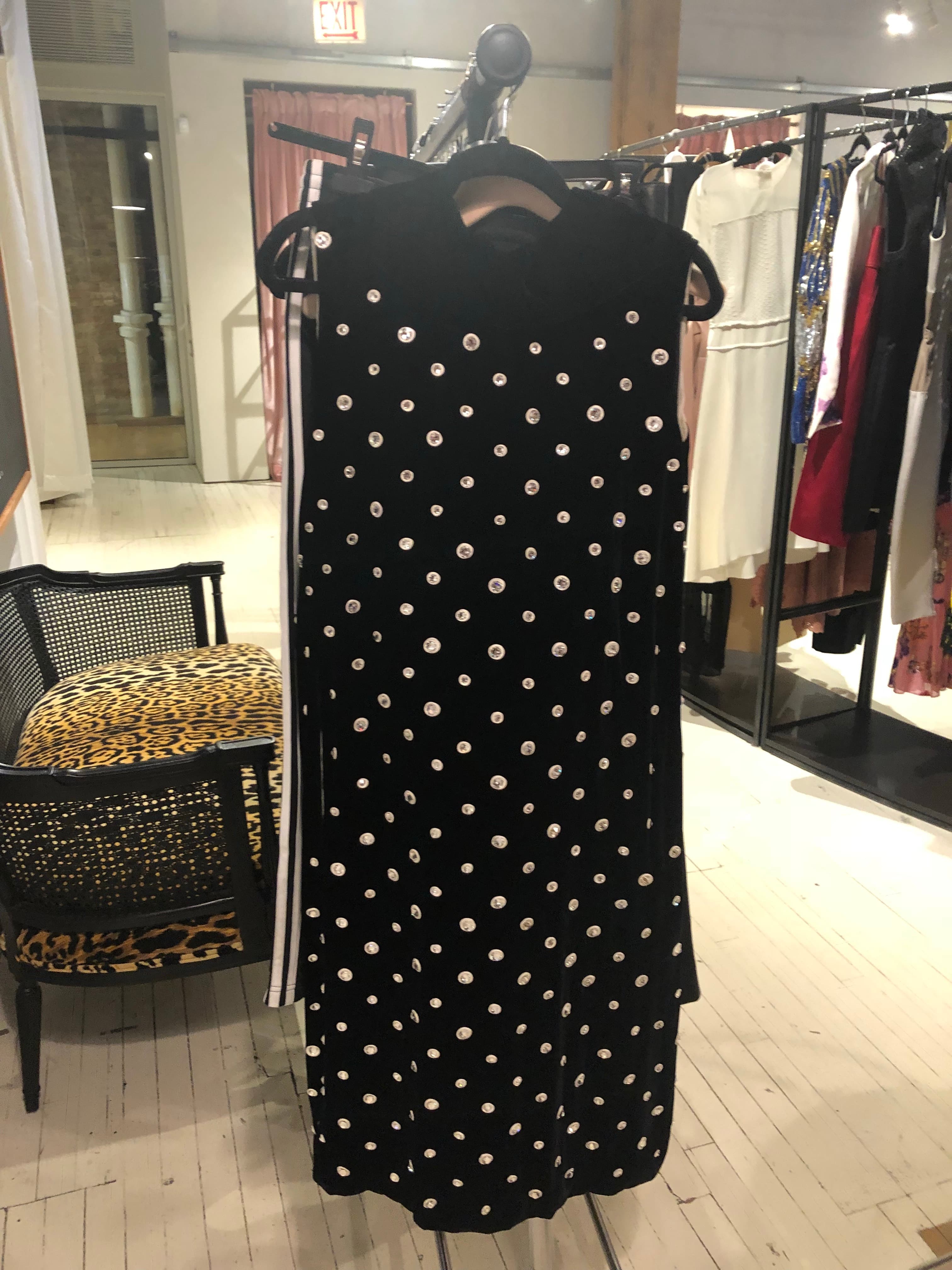 Céline Turtleneck Velvet Dress With Swarovski Crystals