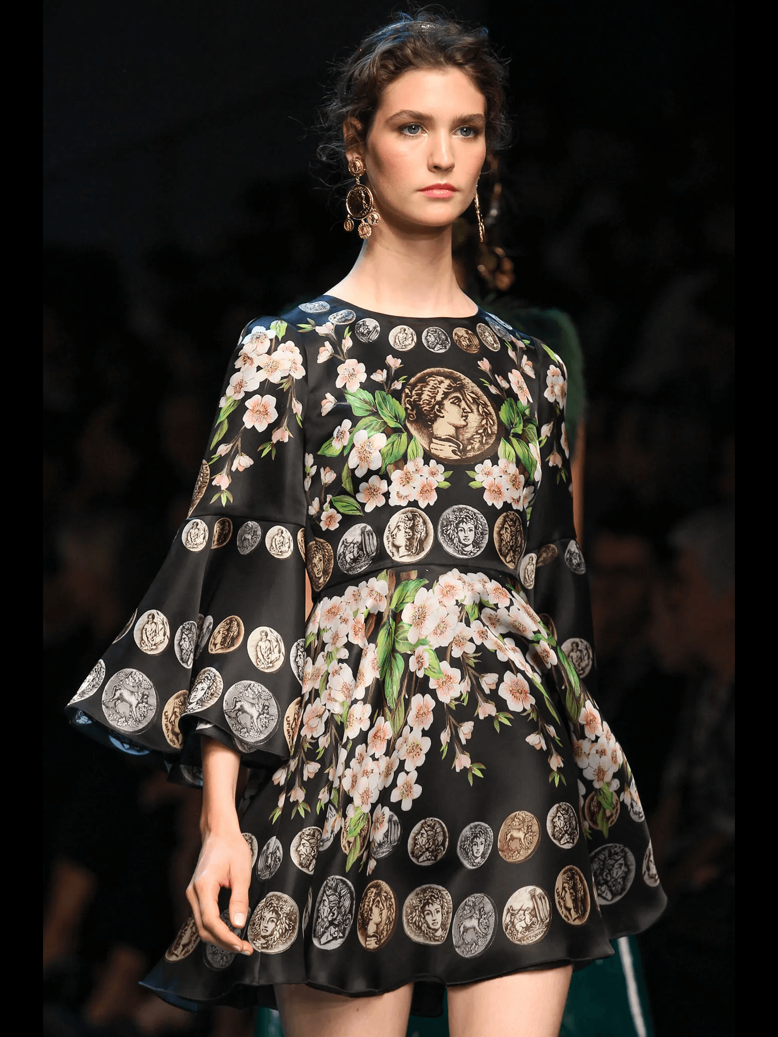 Dolce & Gabbana Spring 2014 Bell Sleeve Skater Mini Dress