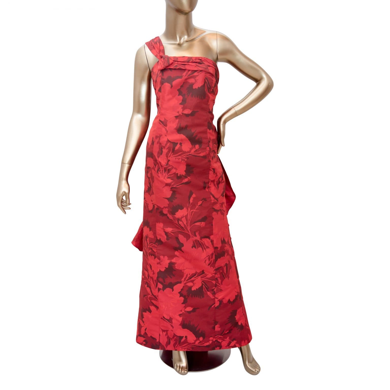 Oscar De La Renta Floral Print Maxi Gown With Ruffle Back