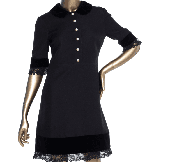 Gucci Lace With Velvet Trim Knee Length Dress