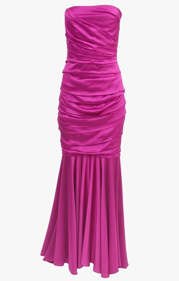Dolce & Gabbana Strapless Ruched Silk Gown