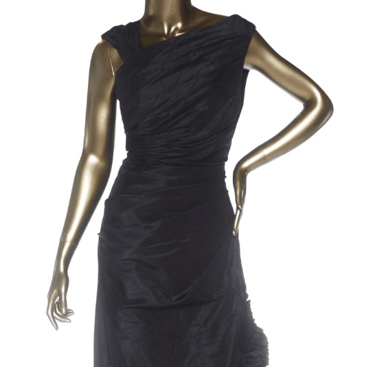 Vera Wang Knee Length Ruffled Black Dress