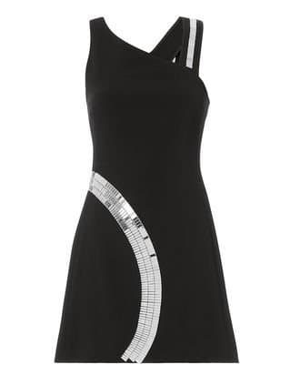 David Koma Black One Shoulder Embellished Dress 2 Xs