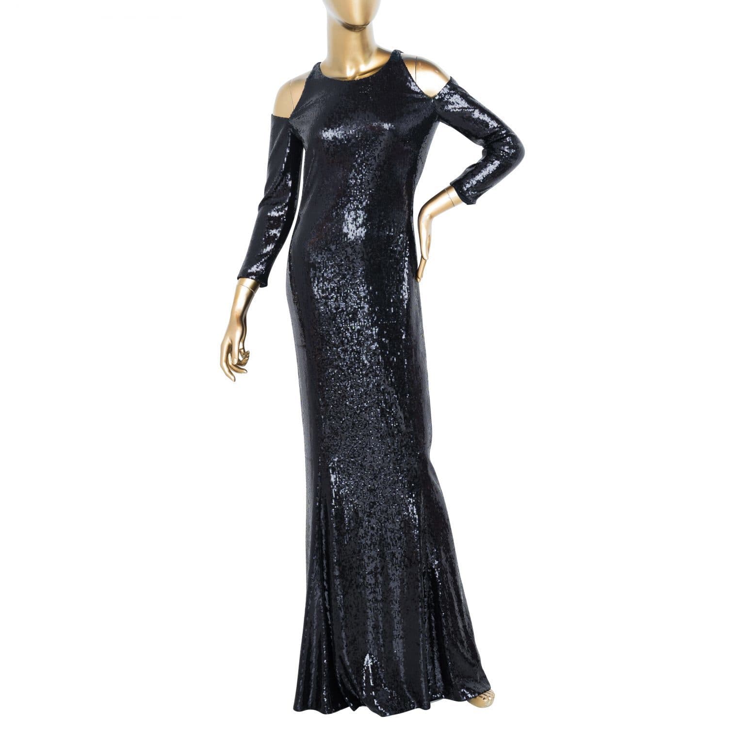 Vintage Donna Karan Black Long Sequined Gown