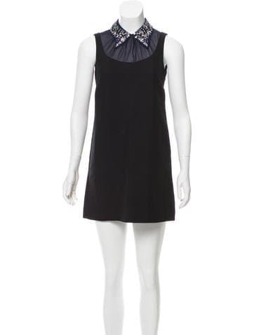 Miu Miu Cady Georgette Navy Dress