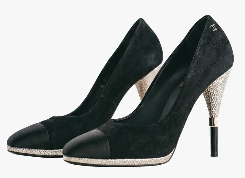 Chanel Black Heels Silver Lining