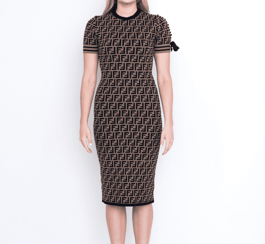 Fendi Jacquard-knit Fitted Dress