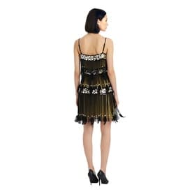 Jenny Packham Black & Gold Silk Feather-embellished Dress — image 4